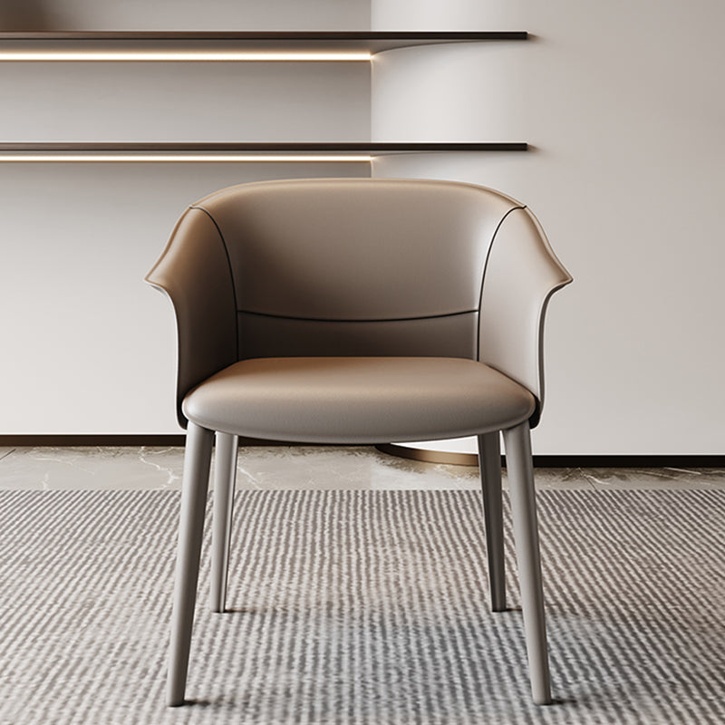 Modern Style Arm Chair Metal Solid Back Dining Room Chair for Kitchen