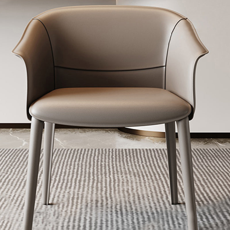 Modern Style Arm Chair Metal Solid Back Dining Room Chair for Kitchen