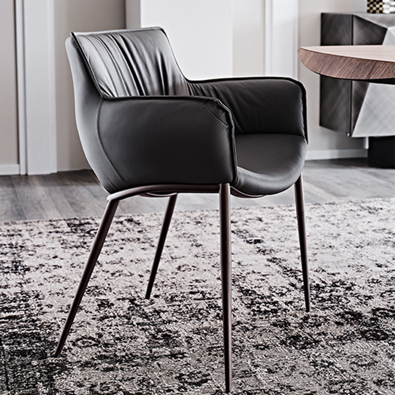 Industrial Arm Chair Metal Solid Back Dining Room Chair for Kitchen