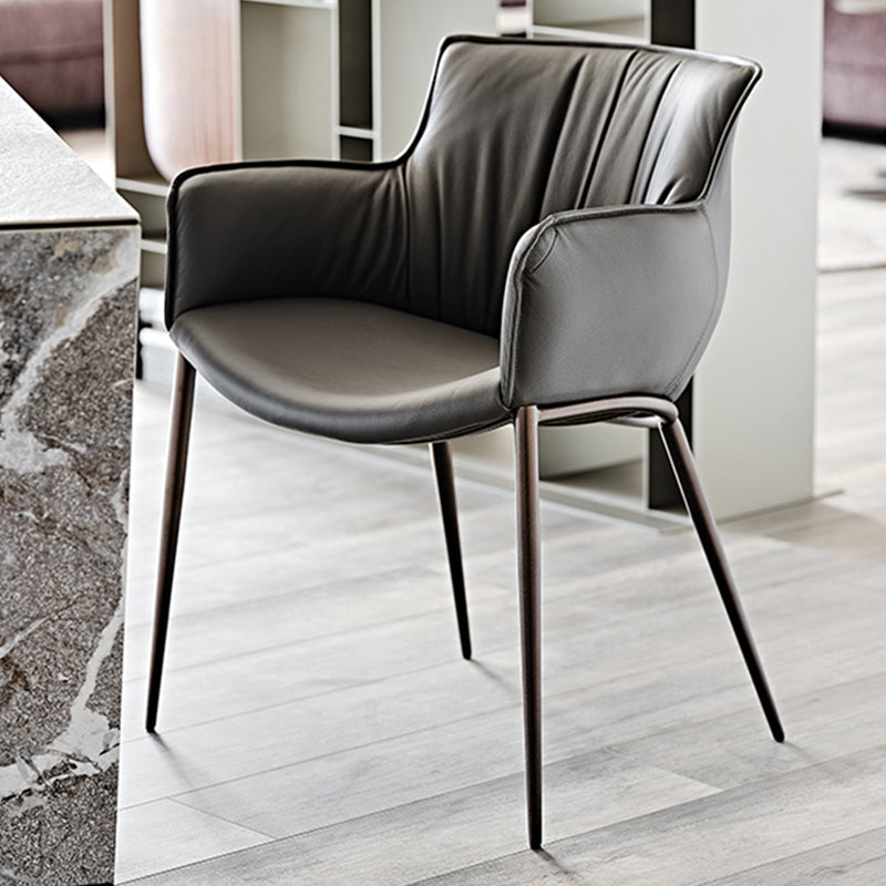 Industrial Arm Chair Metal Solid Back Dining Room Chair for Kitchen