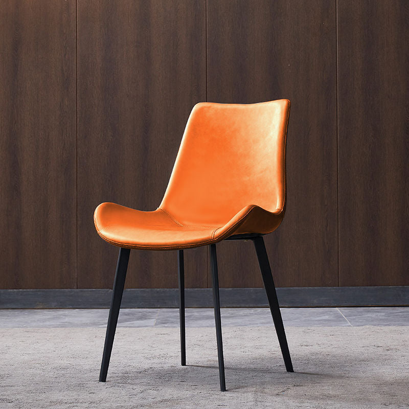 Industrial Style Side Chair Metal Solid Back Dining Room Chair for Kitchen