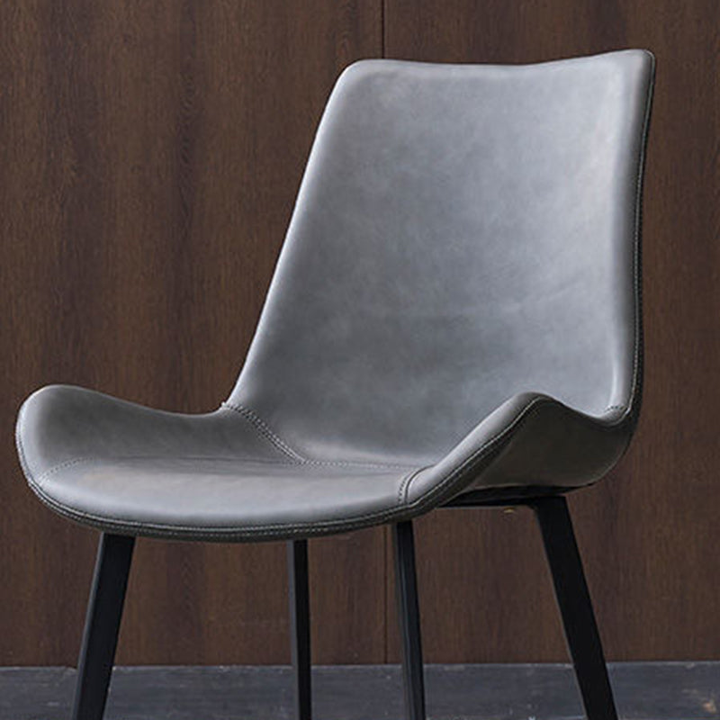 Industrial Style Side Chair Metal Solid Back Dining Room Chair for Kitchen