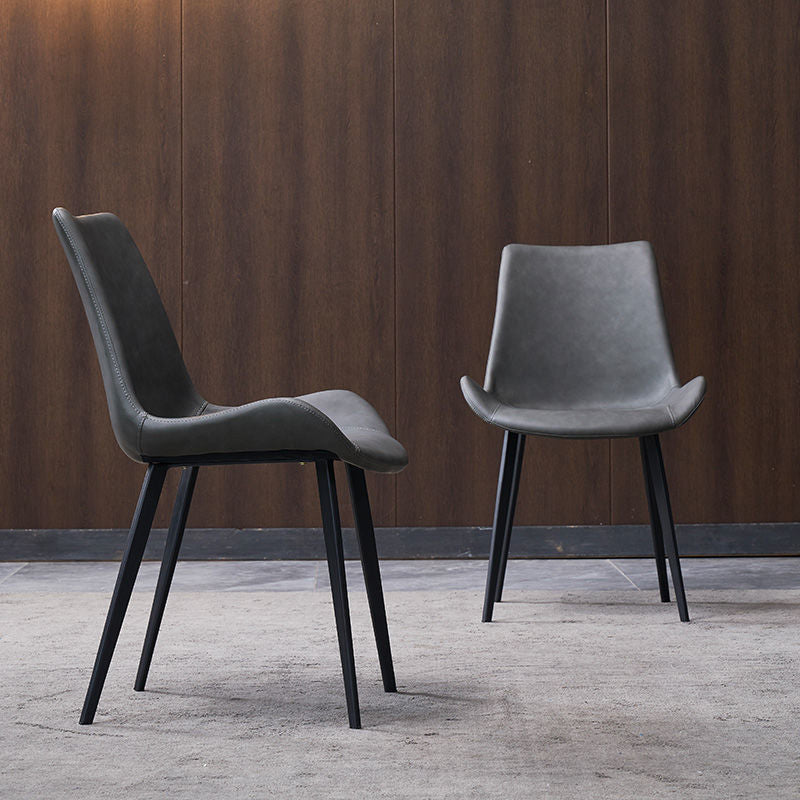 Industrial Style Side Chair Metal Solid Back Dining Room Chair for Kitchen