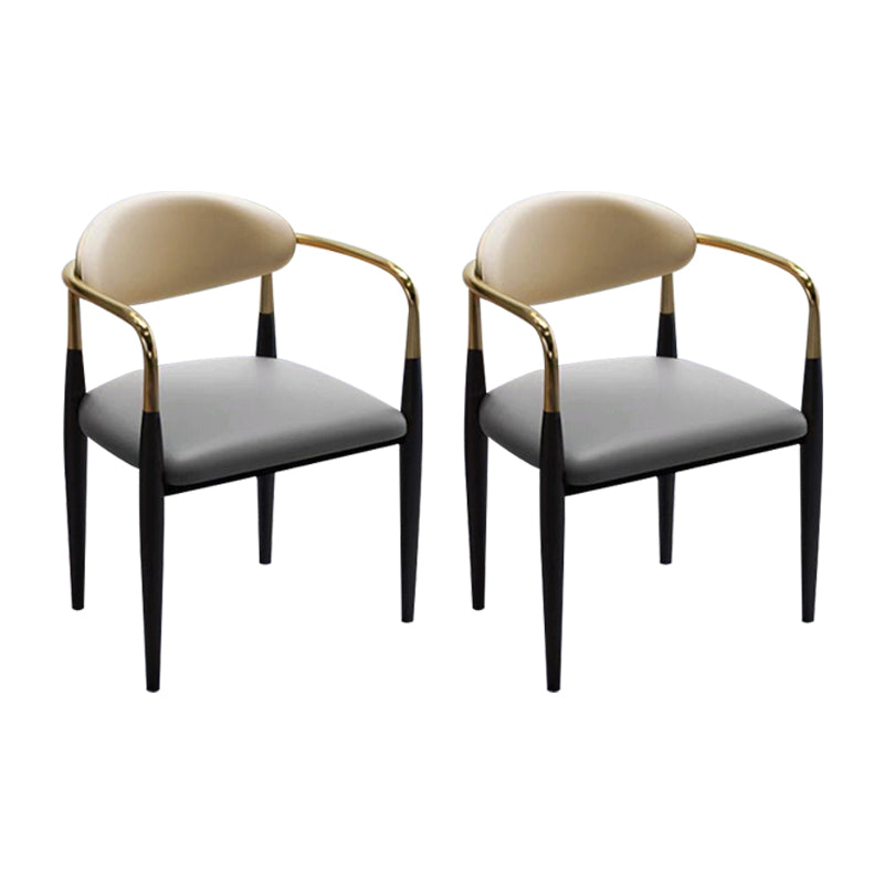 Faux Leather Glam Chair 20.9" Wide Open Back Dining Side Chair Set