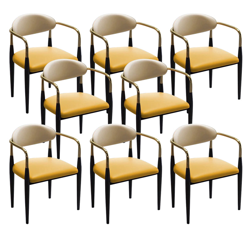 Faux Leather Glam Chair 20.9" Wide Open Back Dining Side Chair Set