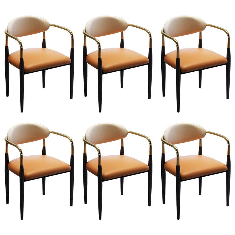 Faux Leather Glam Chair 20.9" Wide Open Back Dining Side Chair Set