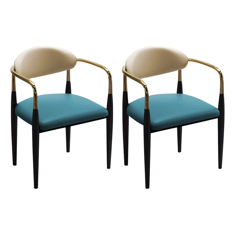 Faux Leather Glam Chair 20.9" Wide Open Back Dining Side Chair Set