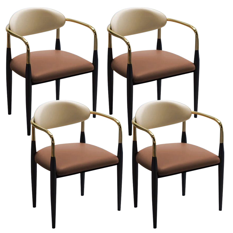 Faux Leather Glam Chair 20.9" Wide Open Back Dining Side Chair Set