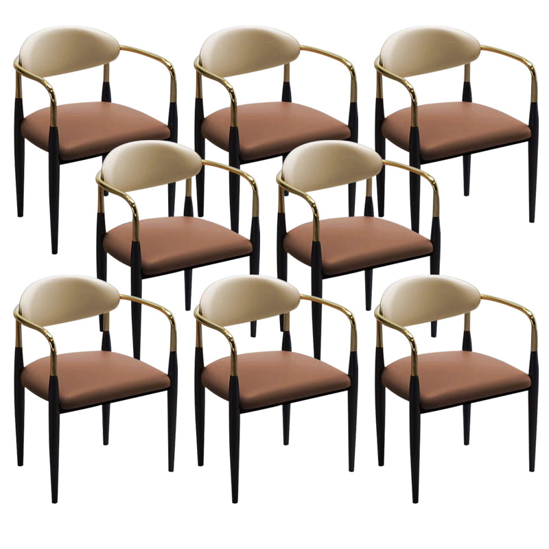 Faux Leather Glam Chair 20.9" Wide Open Back Dining Side Chair Set