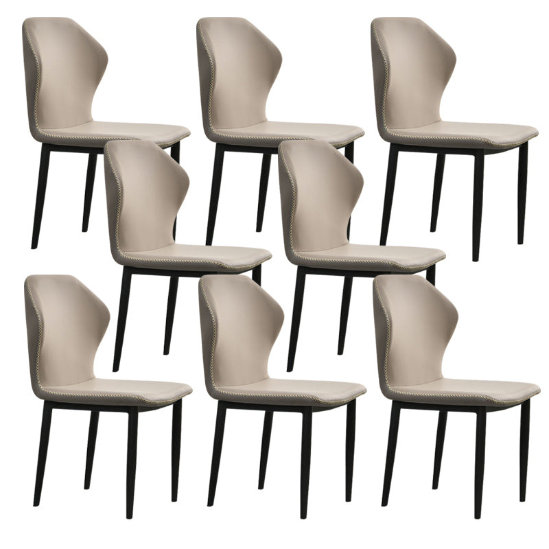 Faux Leather Dining Chairs 17.3" Wide Wingback Parsons Chair Set
