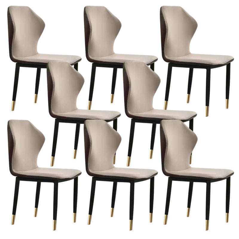 Faux Leather Dining Chairs 17.3" Wide Wingback Parsons Chair Set