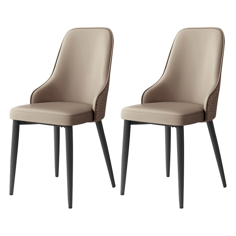 Leather Dining Chair Parsons Armless Side Chair for Restaurant