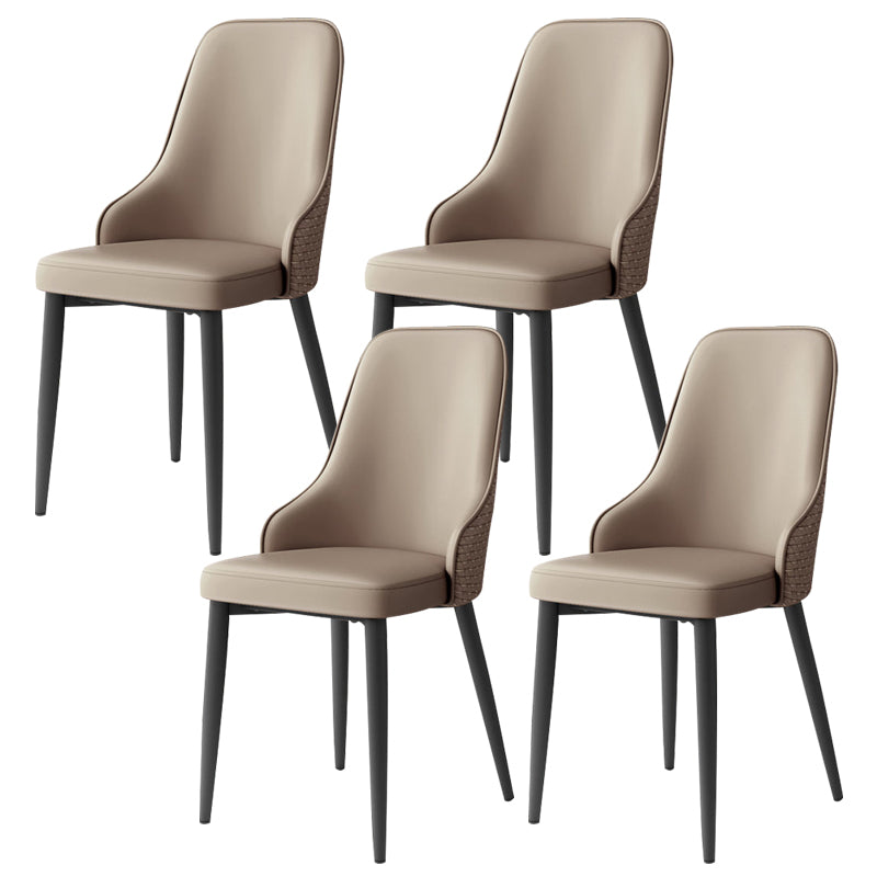 Leather Dining Chair Parsons Armless Side Chair for Restaurant