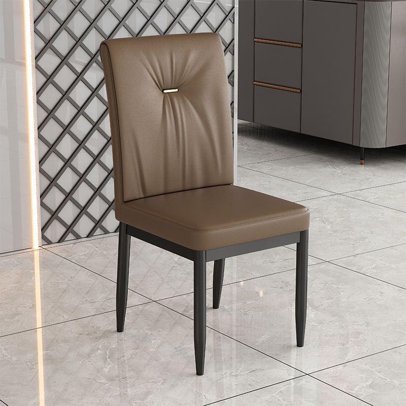 Leather Dining Chair Upholstered Home Dining Armless Side Chair