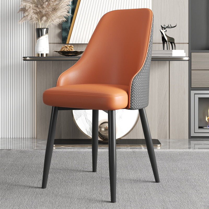 Faux Leather Modern Dining Chairs Parsons Arm Chair for Dining Room