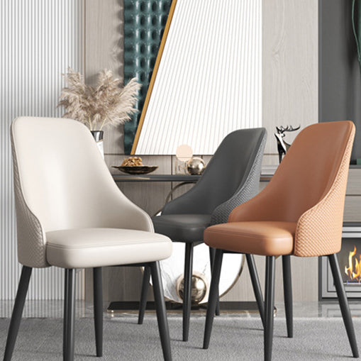 Faux Leather Modern Dining Chairs Parsons Arm Chair for Dining Room