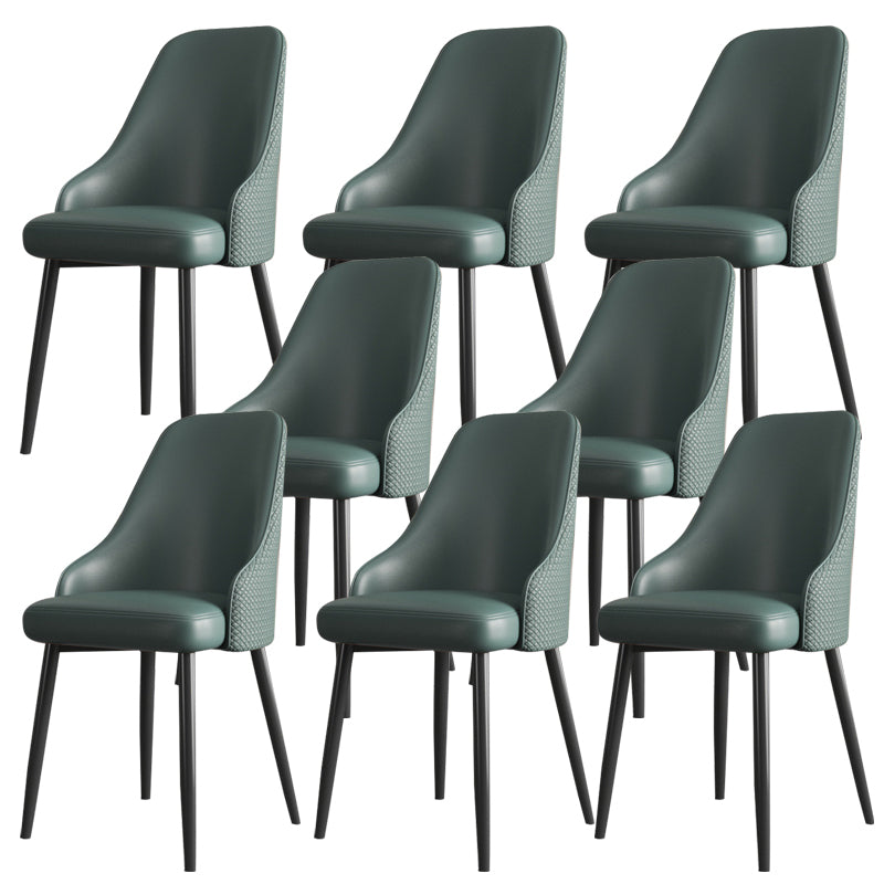 Faux Leather Modern Dining Chairs Parsons Arm Chair for Dining Room