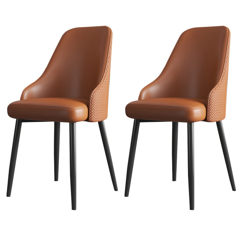 Faux Leather Modern Dining Chairs Parsons Arm Chair for Dining Room