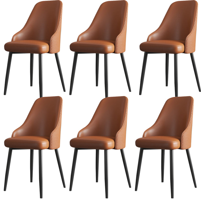 Faux Leather Modern Dining Chairs Parsons Arm Chair for Dining Room