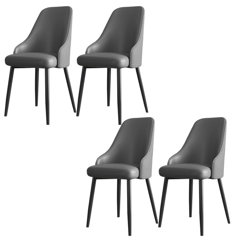 Faux Leather Modern Dining Chairs Parsons Arm Chair for Dining Room