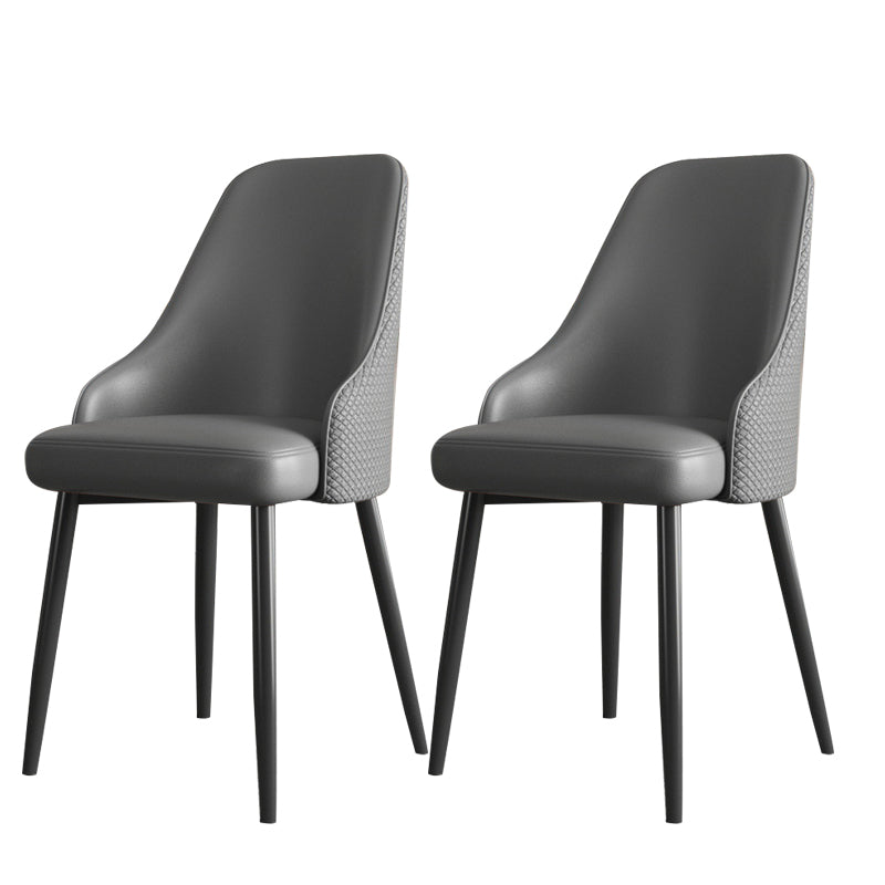 Faux Leather Modern Dining Chairs Parsons Arm Chair for Dining Room