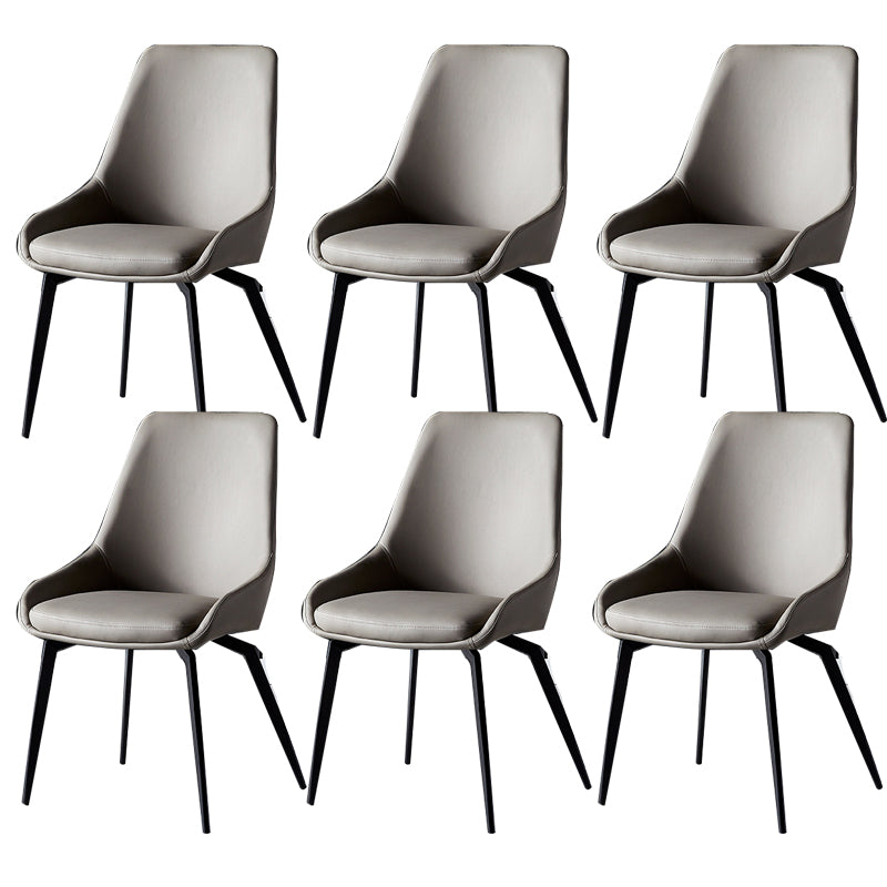 Modern Faux Leather Dining Chair Parsons Arm Chair with Black Legs