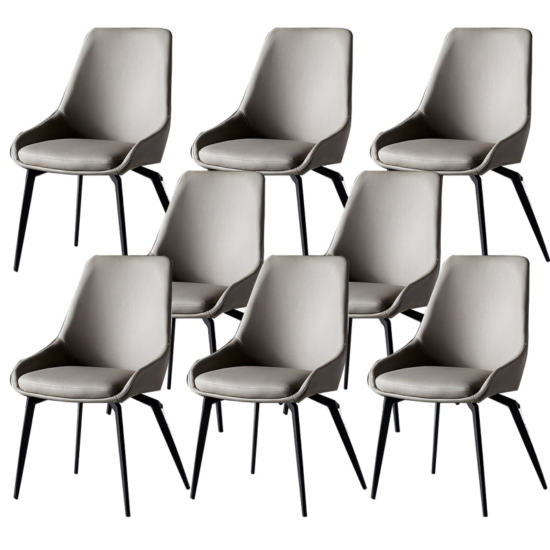 Modern Faux Leather Dining Chair Parsons Arm Chair with Black Legs