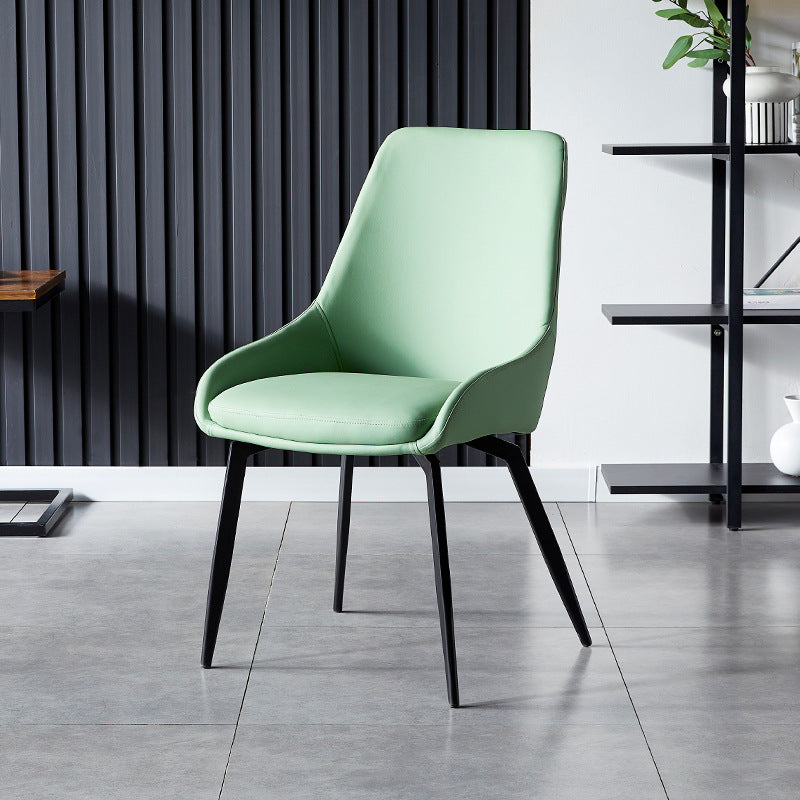 Modern Faux Leather Dining Chair Parsons Arm Chair with Black Legs