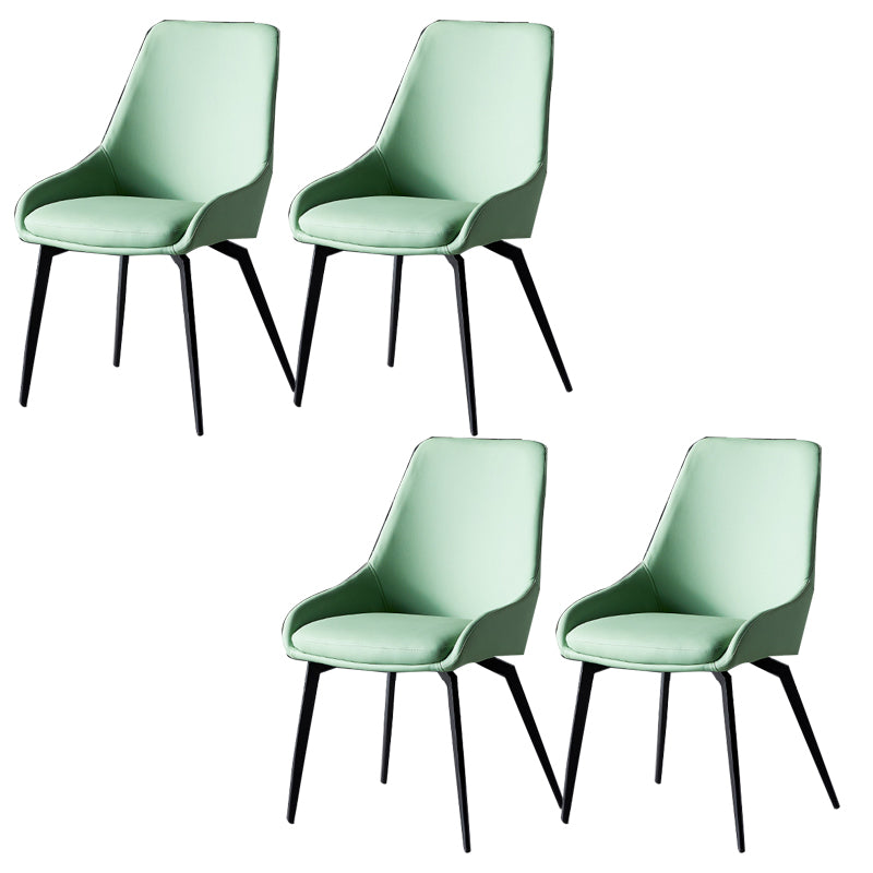 Modern Faux Leather Dining Chair Parsons Arm Chair with Black Legs