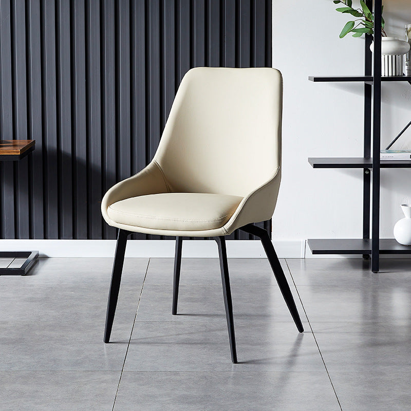 Modern Faux Leather Dining Chair Parsons Arm Chair with Black Legs