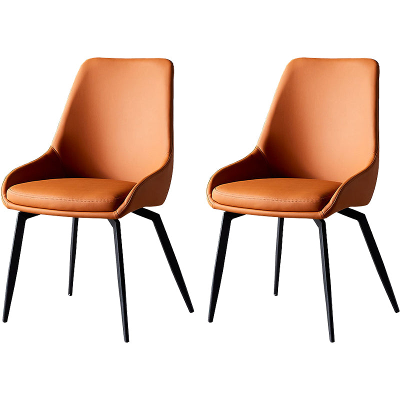 Modern Faux Leather Dining Chair Parsons Arm Chair with Black Legs