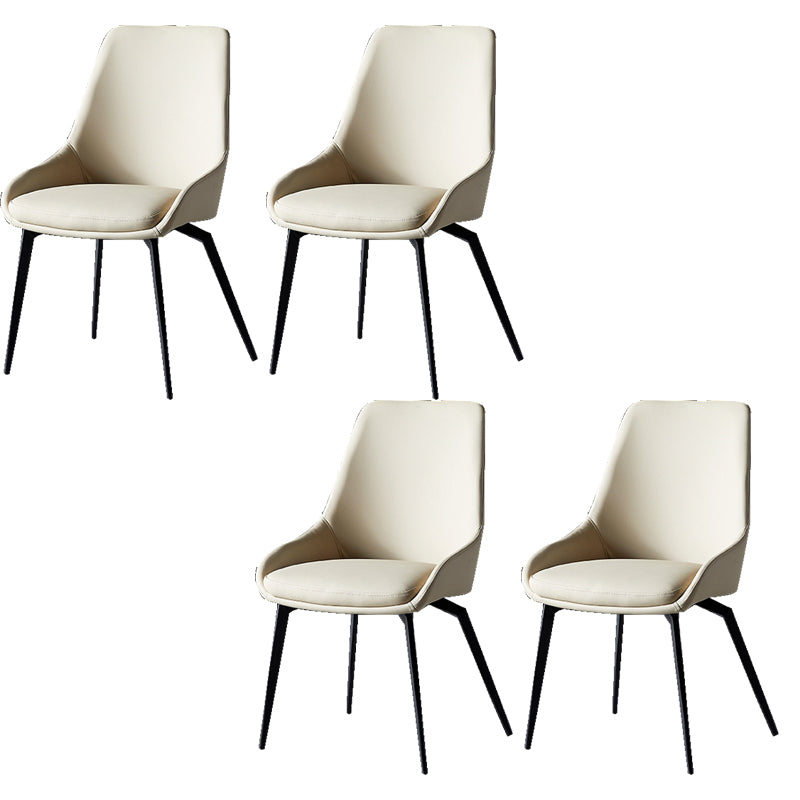 Modern Faux Leather Dining Chair Parsons Arm Chair with Black Legs