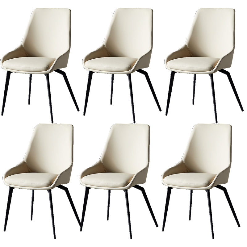 Modern Faux Leather Dining Chair Parsons Arm Chair with Black Legs