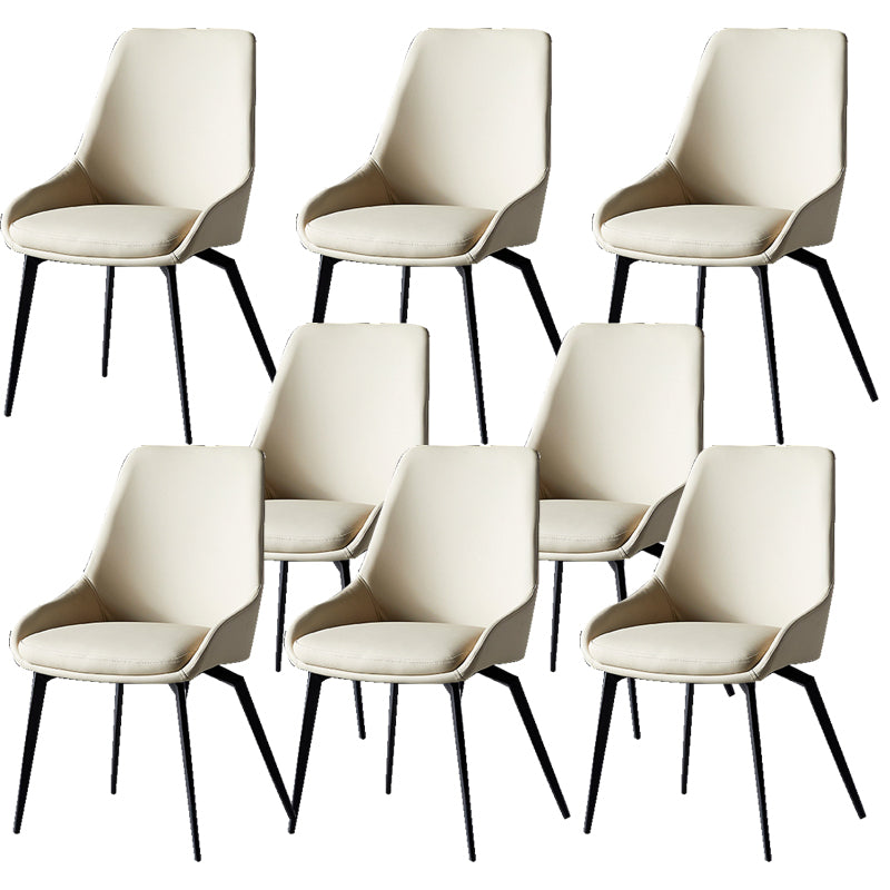 Modern Faux Leather Dining Chair Parsons Arm Chair with Black Legs