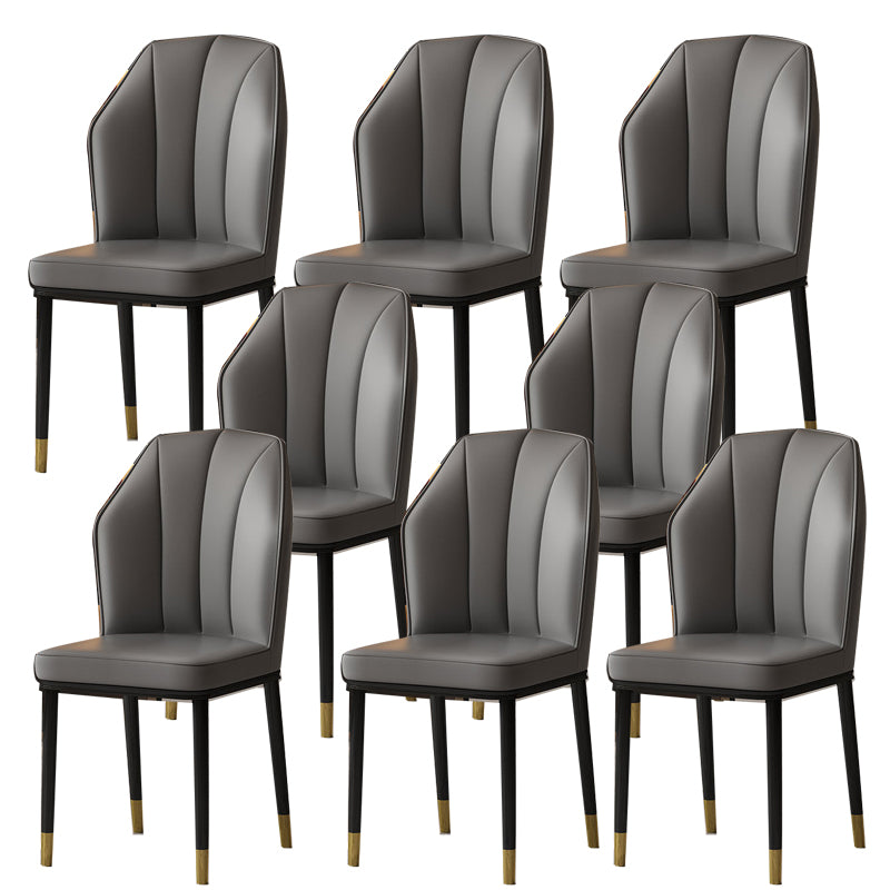 Faux Leather Side Chair Wingback Armless Chair for Dining Room