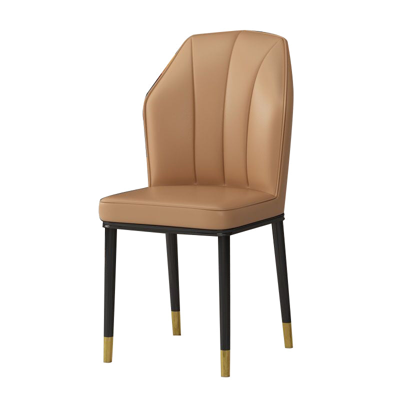 Faux Leather Side Chair Wingback Armless Chair for Dining Room