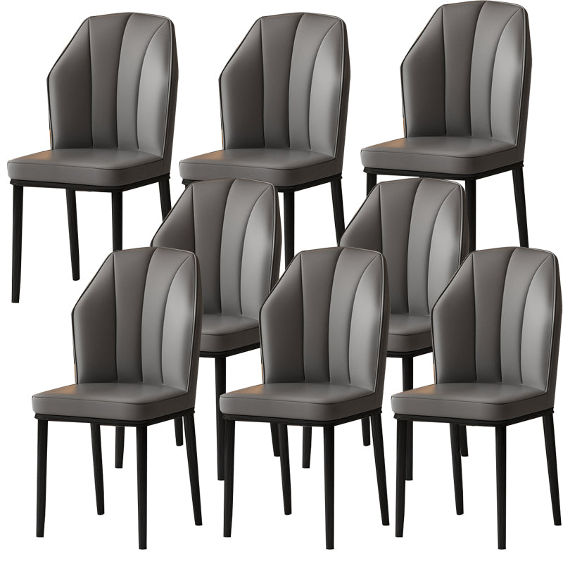 Faux Leather Side Chair Wingback Armless Chair for Dining Room