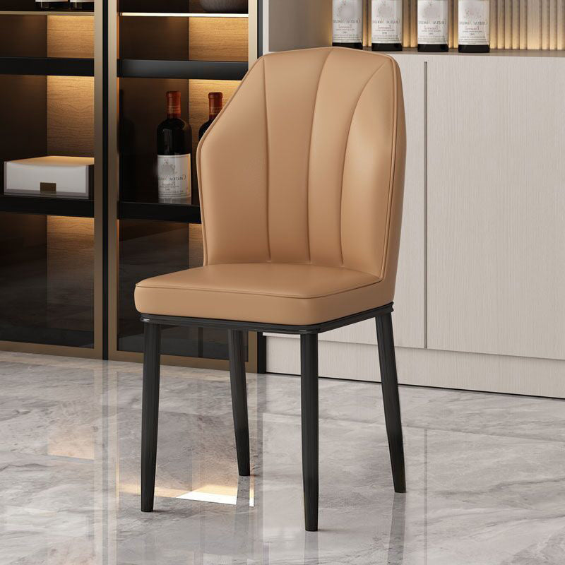 Faux Leather Side Chair Wingback Armless Chair for Dining Room