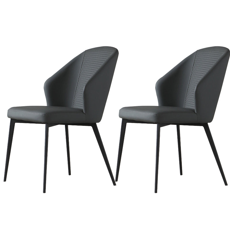 Kitchen Modern Wingback Parsons Chair Armless Dining Chairs in Black Legs