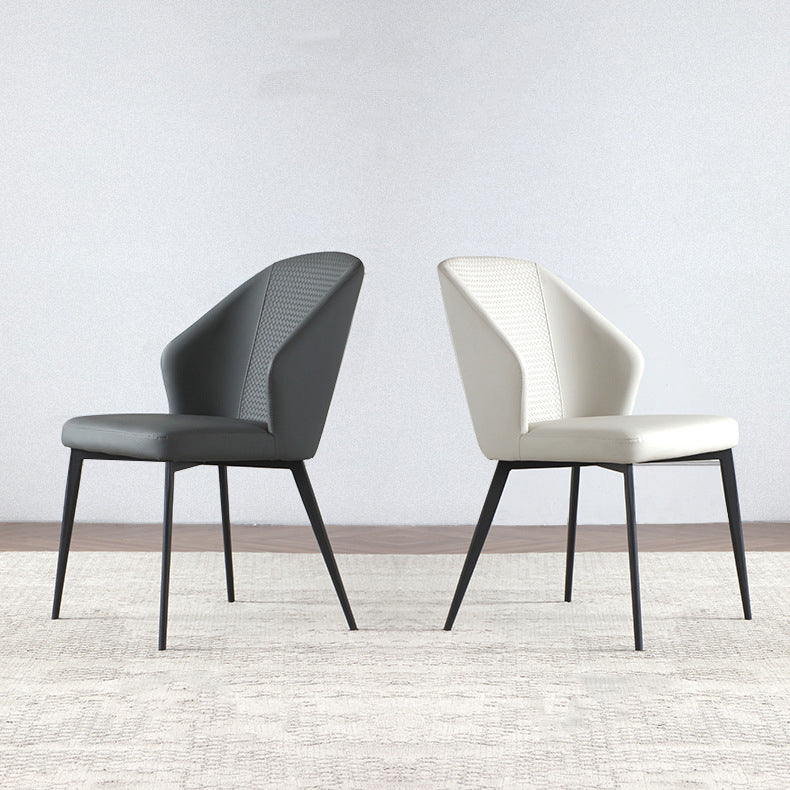 Kitchen Modern Wingback Parsons Chair Armless Dining Chairs in Black Legs