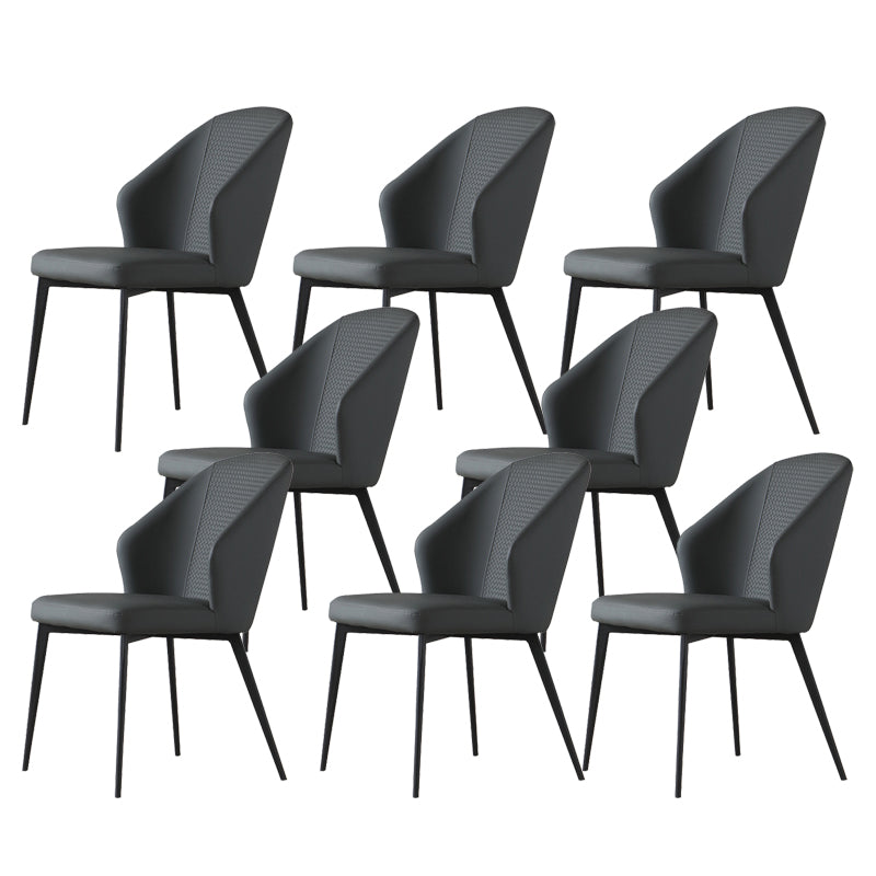Kitchen Modern Wingback Parsons Chair Armless Dining Chairs in Black Legs