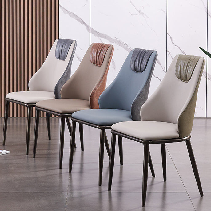 Faux Leather Dining Chair Glam Style Parsons Armless Side Chair