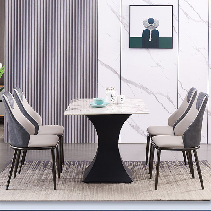 Faux Leather Dining Chair Glam Style Parsons Armless Side Chair