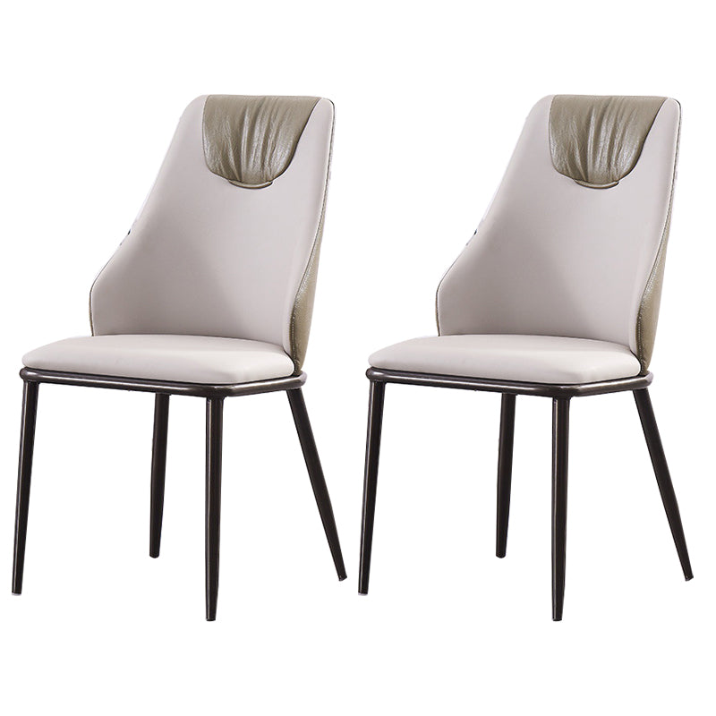 Faux Leather Dining Chair Glam Style Parsons Armless Side Chair