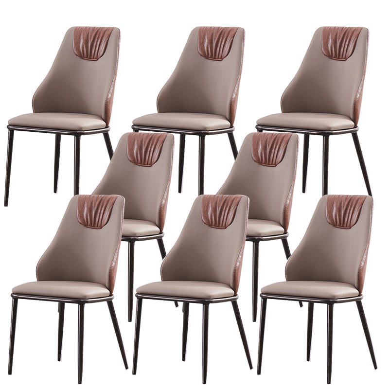 Faux Leather Dining Chair Glam Style Parsons Armless Side Chair