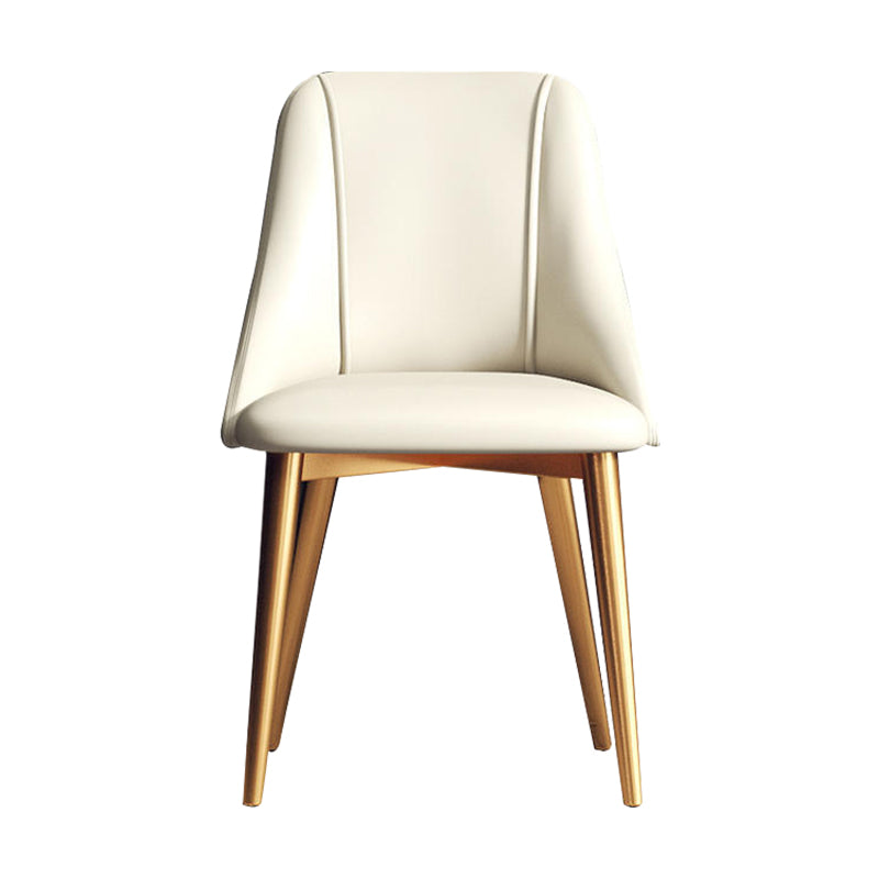 Faux Leather Dining Chair Parsons Armless Side Chair with Metal Legs