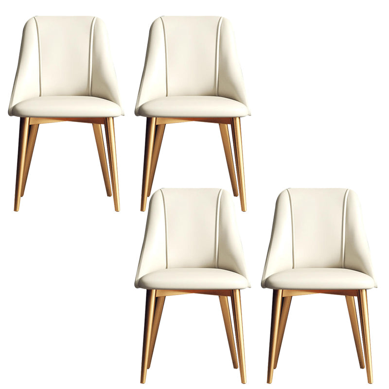 Faux Leather Dining Chair Parsons Armless Side Chair with Metal Legs