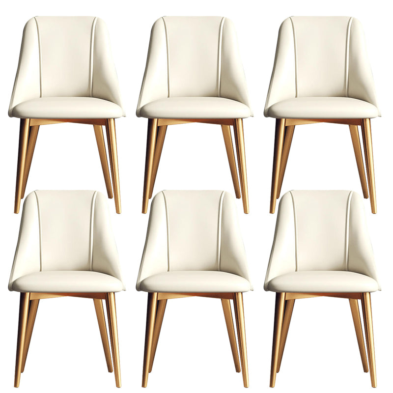 Faux Leather Dining Chair Parsons Armless Side Chair with Metal Legs