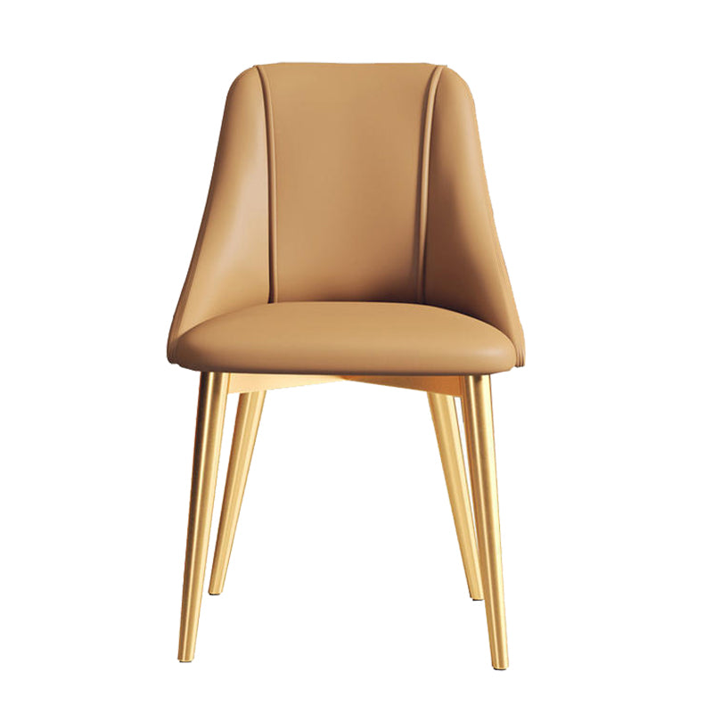 Faux Leather Dining Chair Parsons Armless Side Chair with Metal Legs