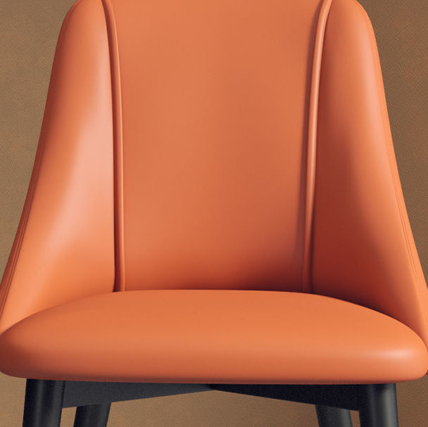 Faux Leather Dining Chair Parsons Armless Side Chair with Metal Legs